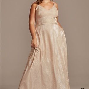 Gold glitter evening gown